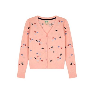 Yumi Girl pink Embroidered Butterfly Cardigan